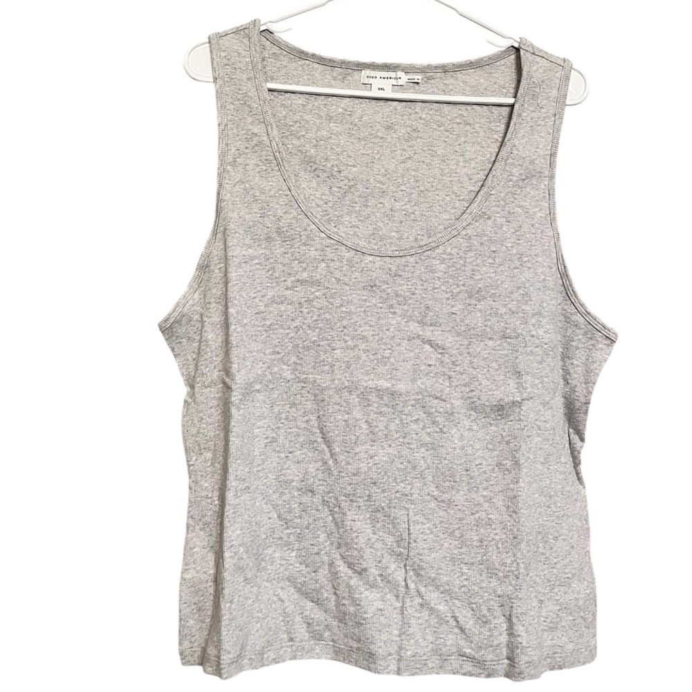 Good American Women’s  Heritage Ribbed Stretch Cotton Tank Sz-3XL